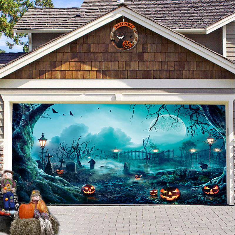 Halloween Misty Forest Garage Door Banner Rieworkes