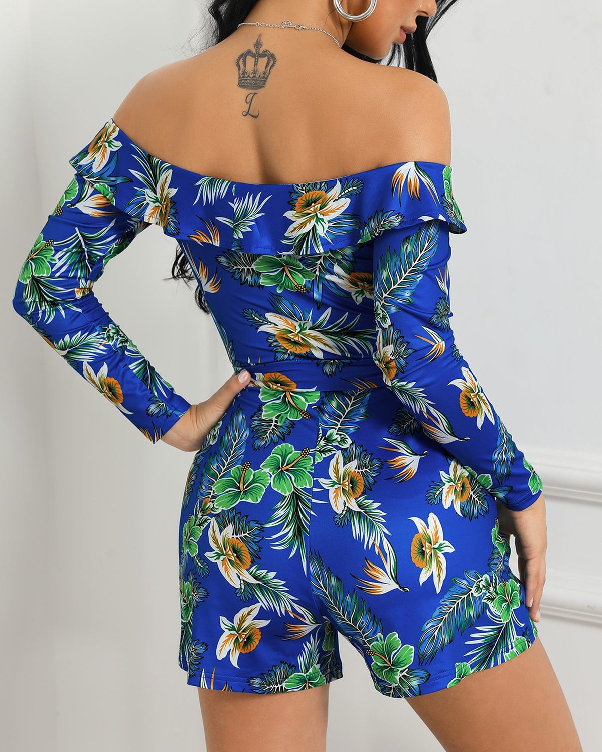 One-Shoulder Ruffle Floral Jumpsuit Mimarta