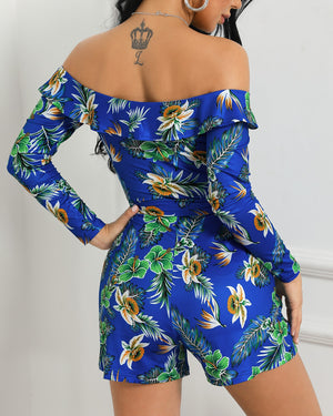One-Shoulder Ruffle Floral Jumpsuit Mimarta