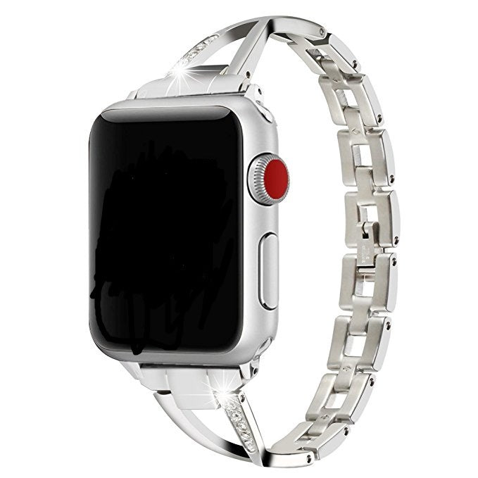 Apple Watch Band X-Type Stainless Steel with Diamonds Mimarta