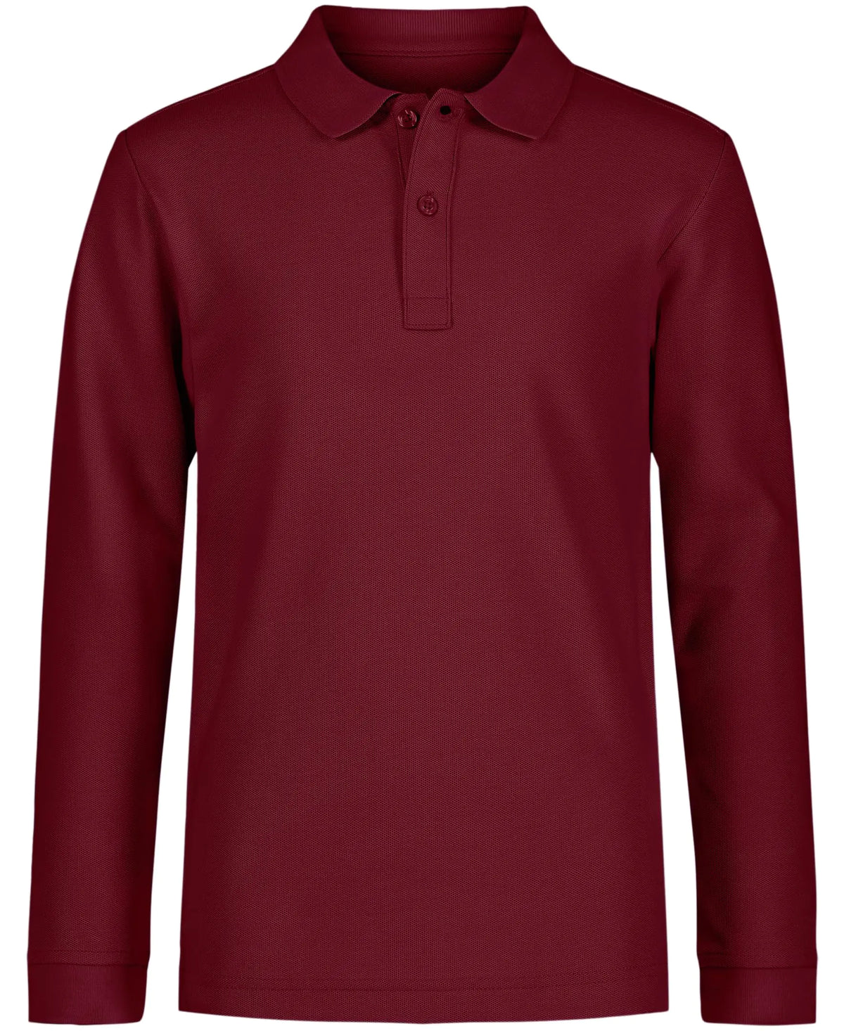 Nautica Boys' School Uniform Long Sleeve Polo Shirt, Button Closure, Comfortable, Breathable Fabric 6 Burgundy Rieworkes