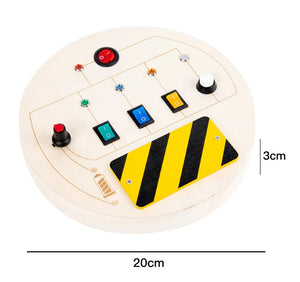 Bright Start LED Wooden Busy Board – Early Learning Toy for Kids Rieworkes