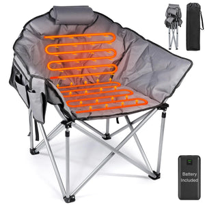 Suteck Heated Camping Chair Oversized Outdoor Portable Heated Folding Chairs with 12V 20000mAh Power Bank Heated Foldable Chair Seat Heating Chair for Outdoor Sports Camping Patio 650lbs Mimarta