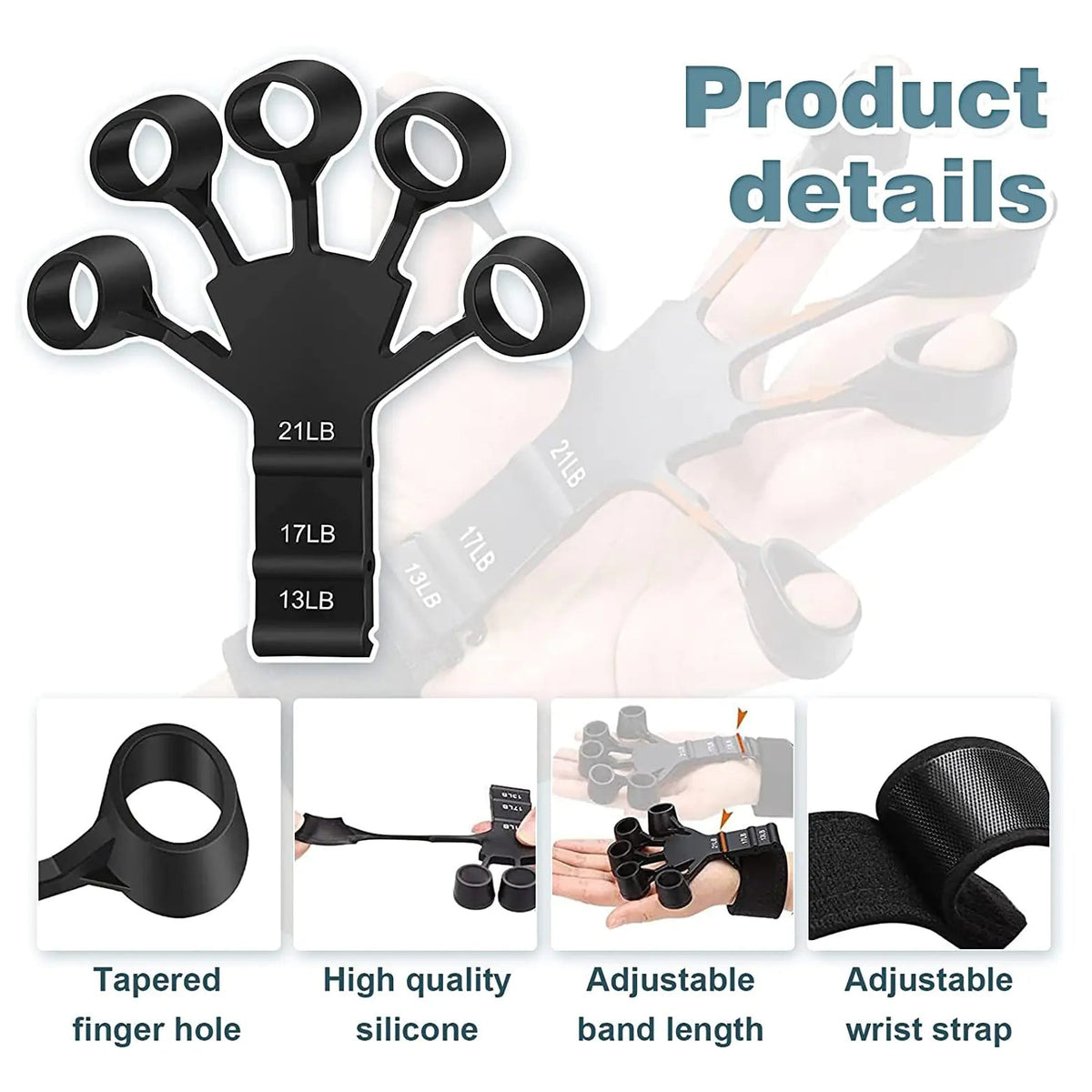 1pcs Silicone Gripster Grip Strengthener Finger Stretcher Hand Grip Trainer Gym Fitness Training And Exercise Hand Strengthene - Rieworkes
