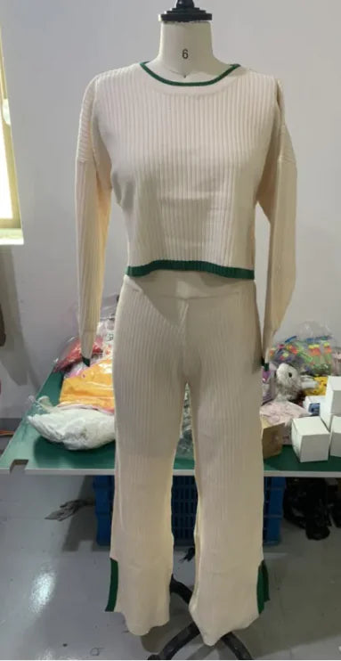 Winter Idle Style Contrast Color Suit Female Autumn And Winter Knitting Mimarta