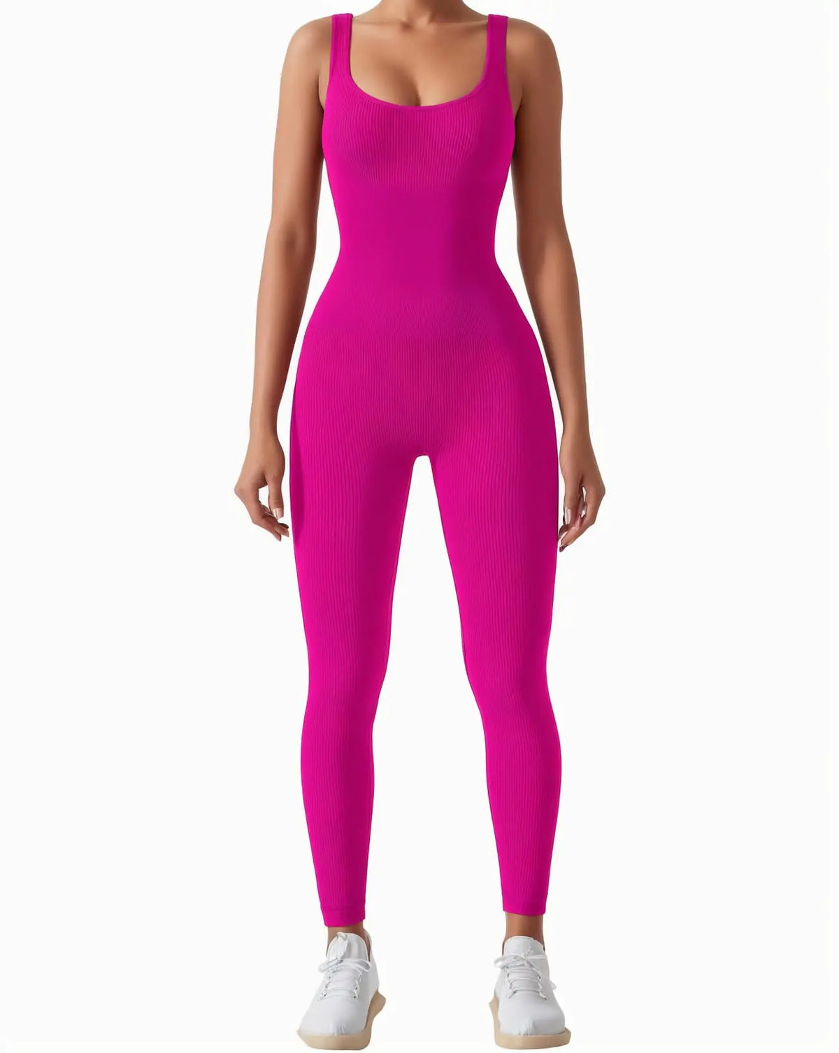 AURUZA Jumpsuit for Women Workout Seamless Jumpsuits Yoga Ribbed One Piece Tank Tops Rompers Sleeveless Exercise Jumpsuits Pink Small Rieworkes
