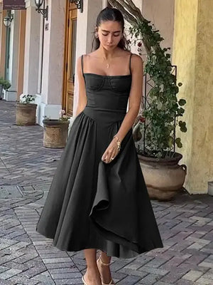 Elegant Spaghetti Strap Midi Rieworkes