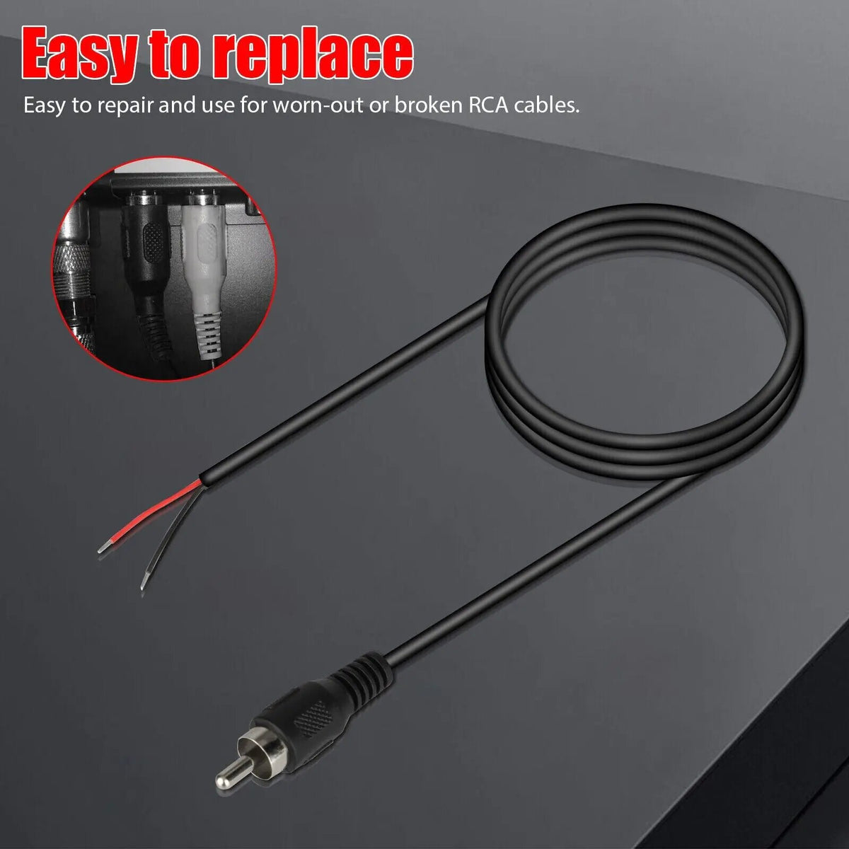 2 - Pack 10 FT RCA Male Plug to Bare Wire Audio Speaker Subwoofer HDTV Cable Cord - Rieworkes