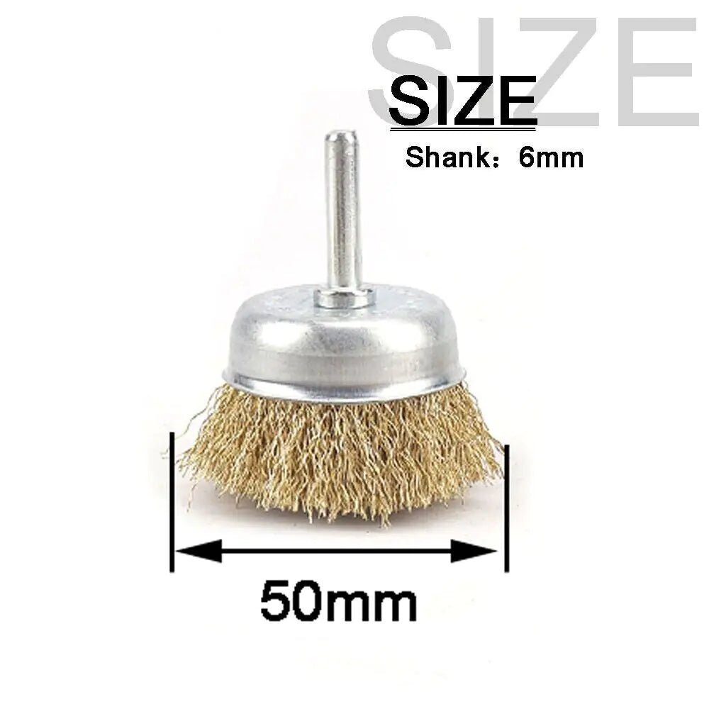 2 - Pack 3 Pcs Wire Brush Wheel Set Cup Drill Bit Rust Paint Attachment 1/4" USA - Rieworkes