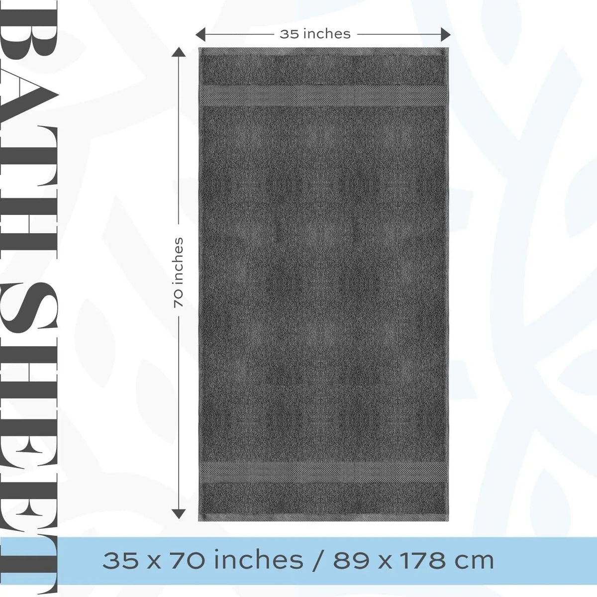 2 Pack Luxury Soft Bath Sheet Towels 650 GSM Extra Large 35x70 inch Grey Color - Rieworkes