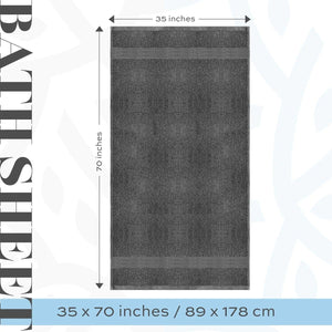 2 Pack Luxury Soft Bath Sheet Towels 650 GSM Extra Large 35x70 inch Grey Color - Rieworkes