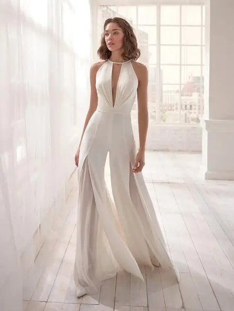 2022 New Luxury Women's Sexy Deep V Halter Jumpsuit - Rieworkes