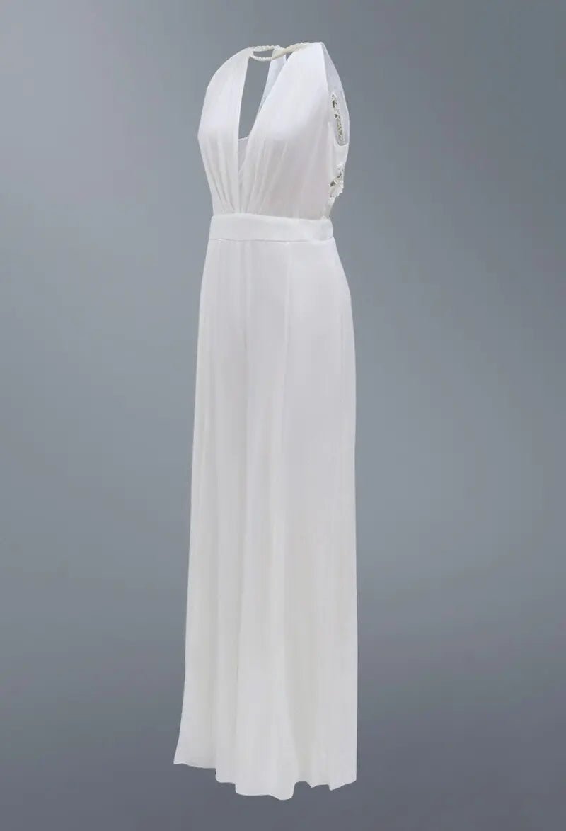 2022 New Luxury Women's Sexy Deep V Halter Jumpsuit - Rieworkes