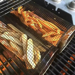 20cm/30cm New BBQ Basket Stainless Steel Grill Outdoor Round BBQ Campfire Grid Outdoor Picnic Camping Barbecue Cooking Supplies - Rieworkes