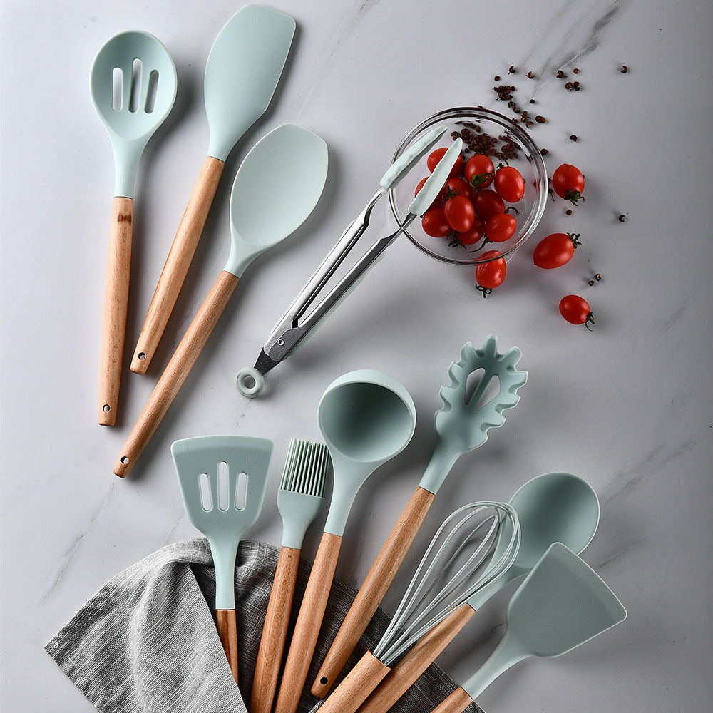Aqua Storage Bucket with Wooden Handle Silicone Cookware Set Mimarta