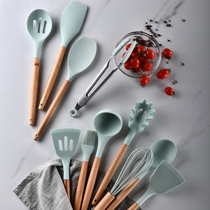 Aqua Storage Bucket with Wooden Handle Silicone Cookware Set Mimarta