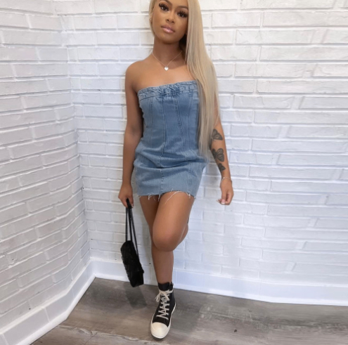 "Sexy Backless Strapless Denim Dress" Mimarta