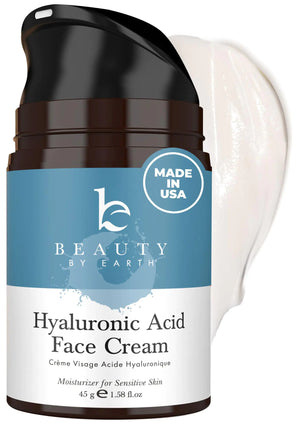 Hyaluronic Acid Moisturizer for Face - USA Made with Organic & Natural Ingredients Hydrating Anti Aging Face Moisturizer for Dry Skin with Glycerin & Vitamin E Unscented Anti Wrinkle Cream Mimarta
