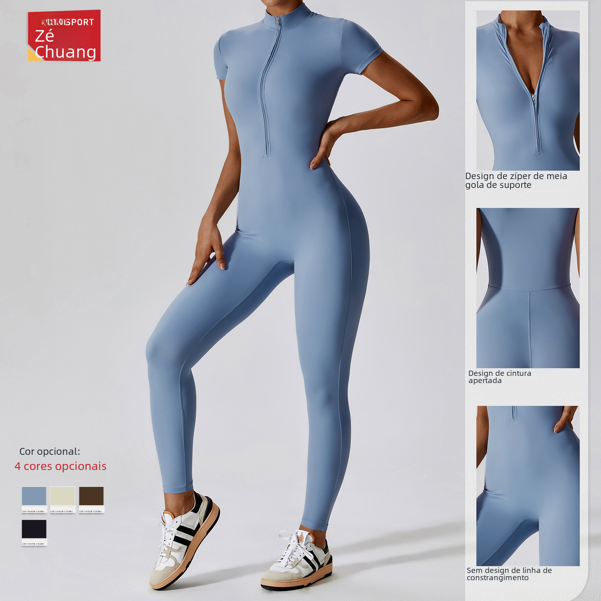 Zechuang Women's Short Sleeve Yoga Jumpsuit 8305 Mimarta