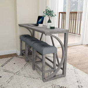 Bar Table Set With Power Socket, Bar Table And Chair Set For Living Room, Dining Room, Games Room Rieworkes
