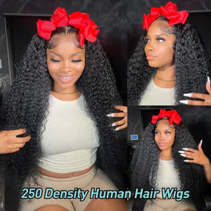 250% Deep Wave 13x6 Lace Frontal Human Hair Wigs Transparent Brazilian Remy 30 40 Inch Water Wave 13x4 Lace Front Wig For Women - Rieworkes
