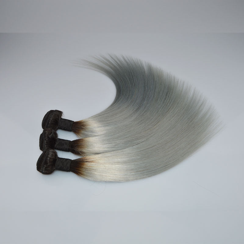 Straight Brazilian Human Hair Wig in Silver Grey Mimarta