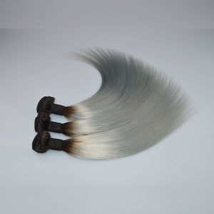 Straight Brazilian Human Hair Wig in Silver Grey Mimarta