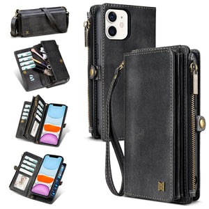 for iPhone 13 Wallet Case(Holds Lipstick, Headphones, etc.),2-in-1 Multi-Functional Portable Magnetic Faux Leather Phone Case with RFID Blocking,Shoulder Strap and Wrist Strap(Blue) Mimarta