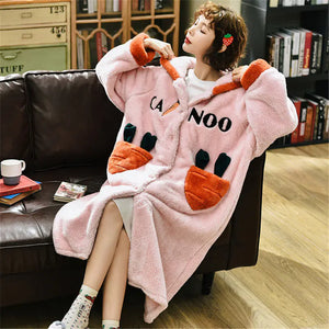 Hooded Coral Fleece Kimono Robe for Women Mimarta