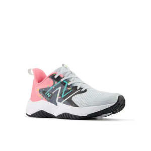 New Balance unisex-child Rave Run V2 Lace-up 12 Little Kid Quartz Grey/Ultra Pink/Cyber Jade Rieworkes