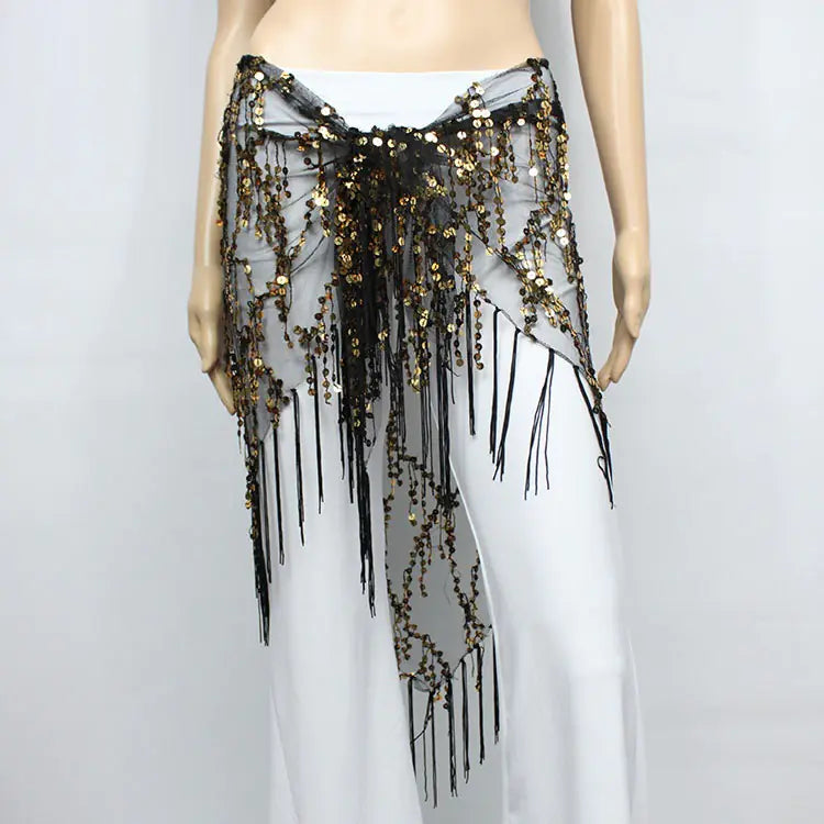 Belly Dance Sequins Triangular Waist Scarf for Performance Mimarta