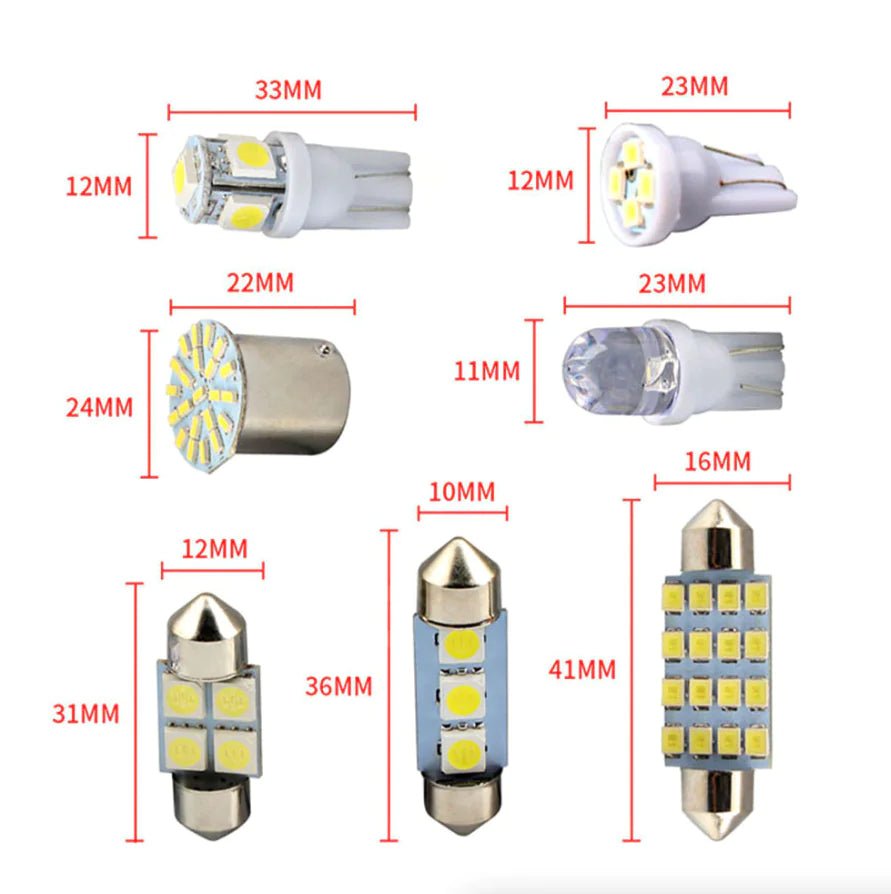 28pcs Car Interior White Combo LED Map Dome Door Trunk License Plate Light Bulbs - Rieworkes