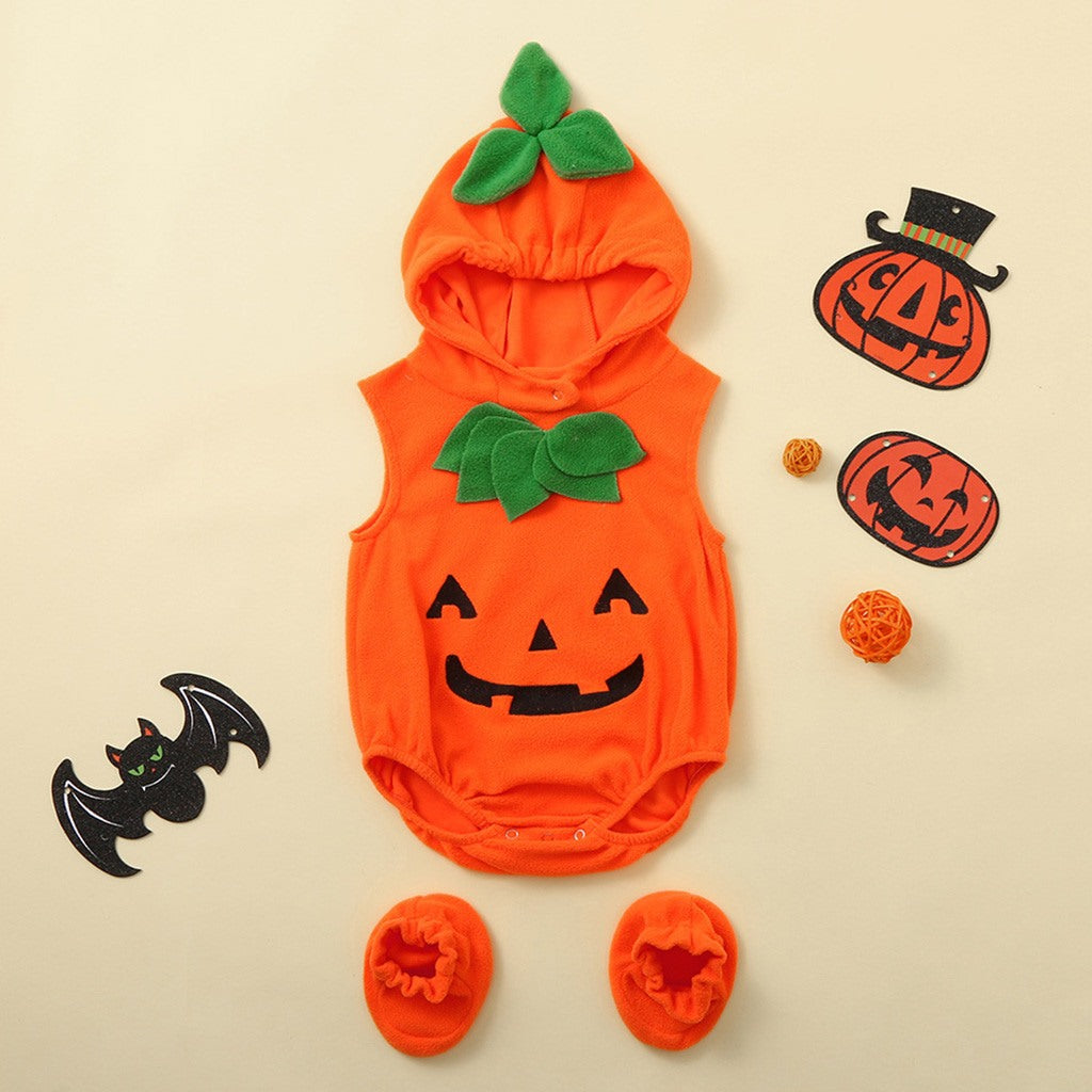 Baby Pumpkin Costume Jumpsuit for Halloween Cosplay Mimarta