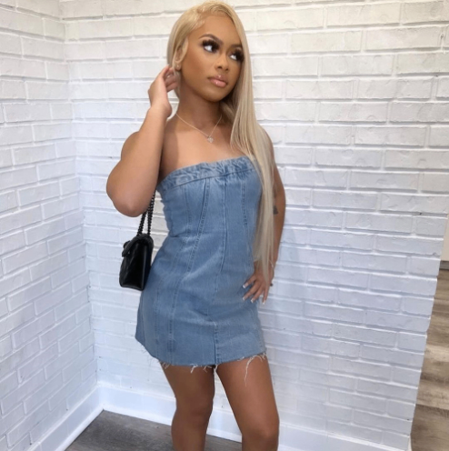 "Sexy Backless Strapless Denim Dress" Mimarta