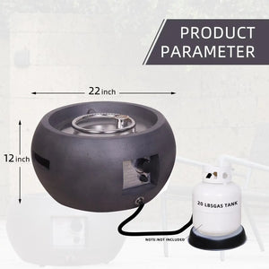 New Design Product Faux Concrete Texture Round Dark Propane Outdoor Fire Pit Mimarta