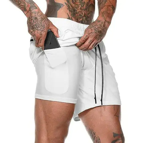 Men 2 in 1 Running Shorts Jogging Gym Fitness Rieworkes