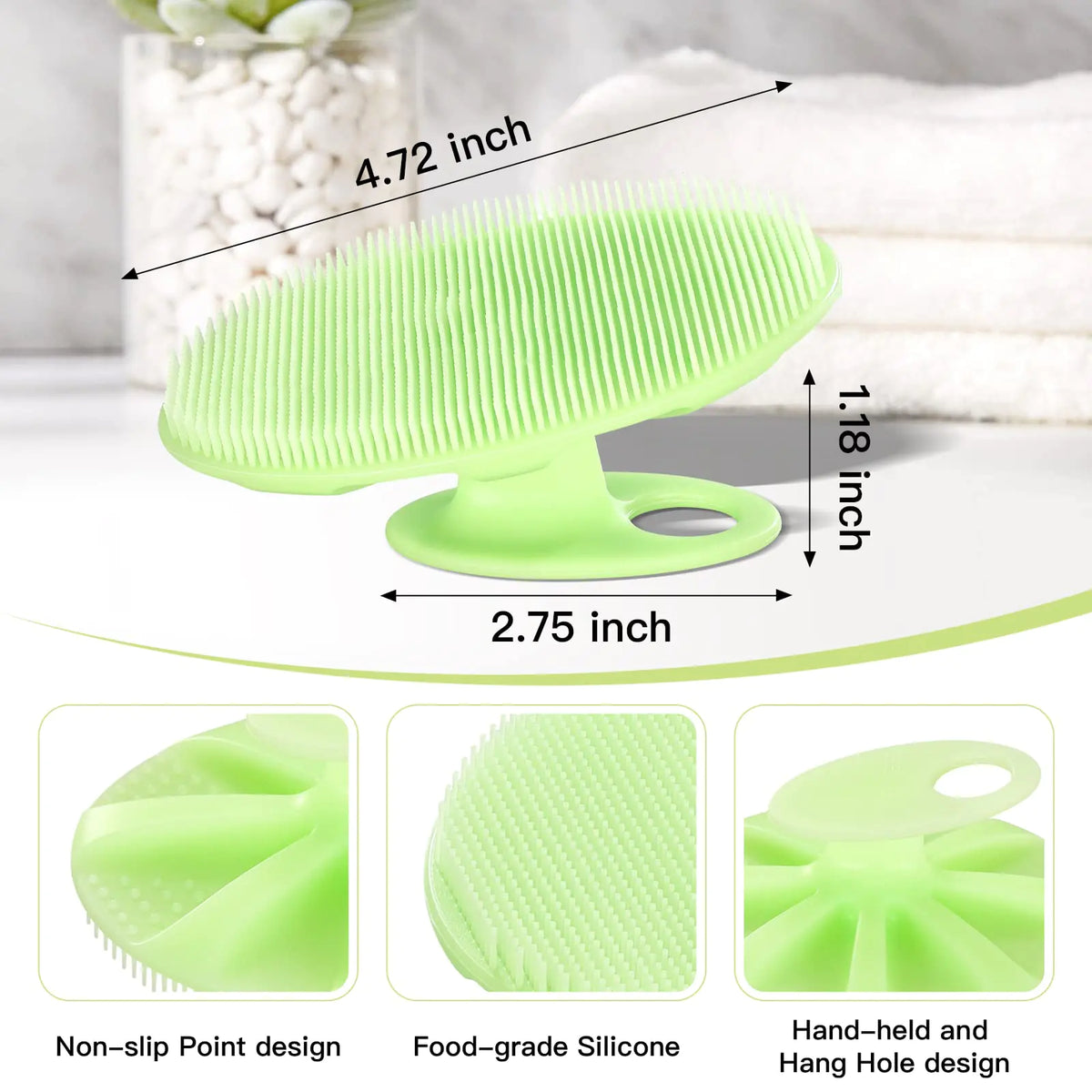 INNERNEED Food-Grade Soft Silicone Body Cleansing Brush Shower Scrubber, Gentle Exfoliating and Massage for All Kinds of Skin (Green) Green Rieworkes