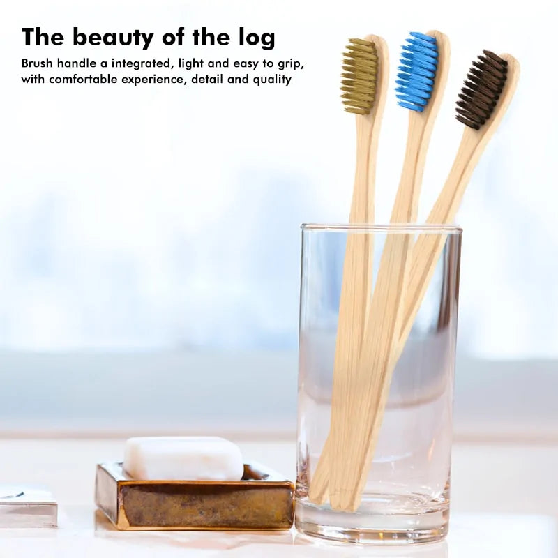 Natural Bamboo Toothbrush Flat Bamboo Handle Soft Bristle Toothbrush Rieworkes