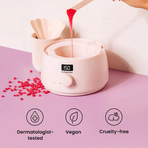 KoluaWax Premium Waxing Kit for Women - Hot Melt Wax Warmer for Hair Removal, Eyebrow, Bikini, Legs, Face, Brazilian Wax & More - Machine + 4-Pack Hard Wax Beads + Accessories, Blush Rieworkes