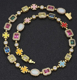Gold-Plated Hip-Hop Gemstone Necklace Mimarta