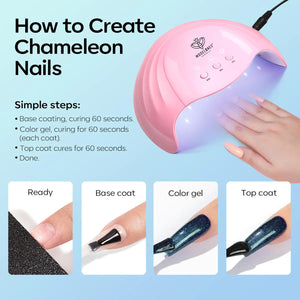 Modelones Chameleon Blue Gel Nail Polish, 15ML Shimmer Blue Gel Polish Glitter Sparkle Gel Nail Soak Off Led Summer Nail Gel Polish for Women Girl DIY Nail Art Gift A23-Dark Purple to Blue Rieworkes