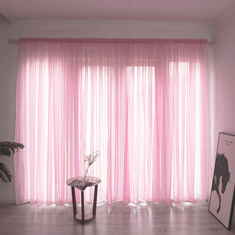 Simple And Modern Balcony Solid Color Gauze Curtain Rieworkes