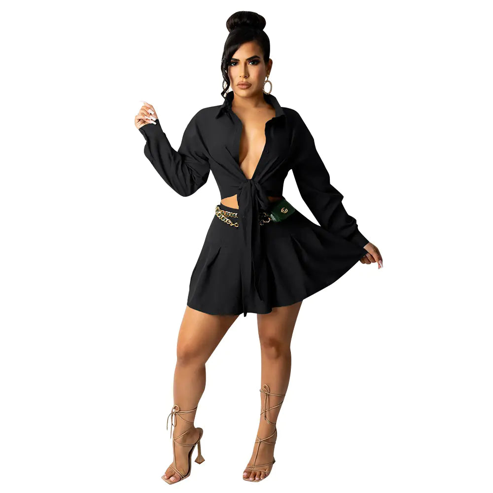 CM2153 Women's Fashion Cardigan and Pleated Skirt Set Mimarta