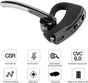 Bluetooth Earpiece Wireless Headset Noise Cancelling Headphones Driver Trucker Rieworkes