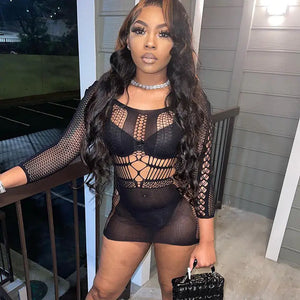 Mesh Cutout Mini Dress Rieworkes