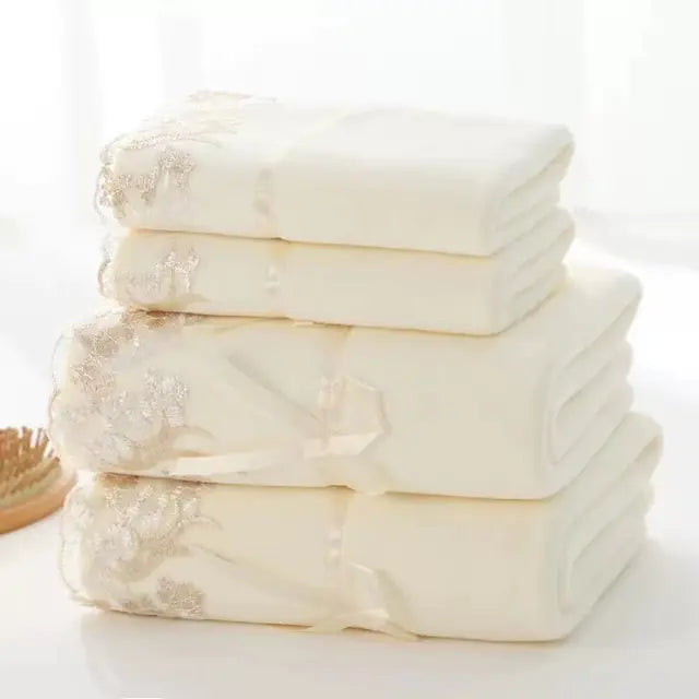 Luxury Lace Embroidery Microfiber Towel Set (1+1 PCS) Mimarta