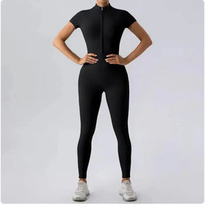 Women's Long-Sleeve Zipper Yoga Jumpsuit Rieworkes