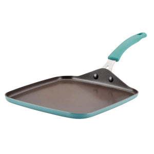 Rachael Ray Cook + Create Nonstick Stovetop Griddle/Grill Pan Square 11 Inch Agave Blue Rieworkes