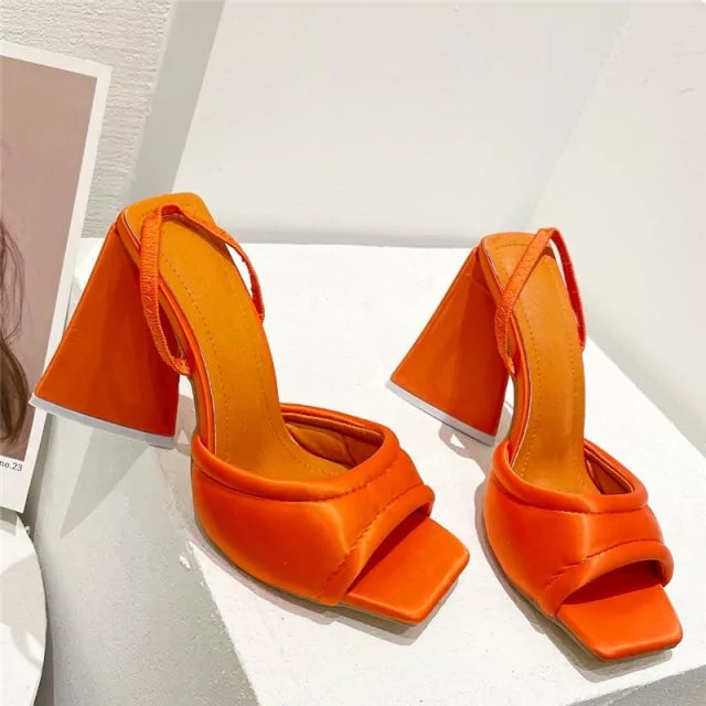 Slides Mules Summer Silk Thick Block Heels Rieworkes