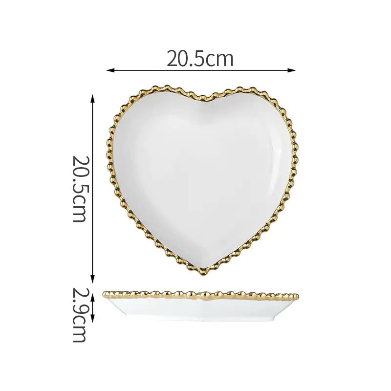 Nordic Gold Bead Ceramic Dinner Plates Rieworkes